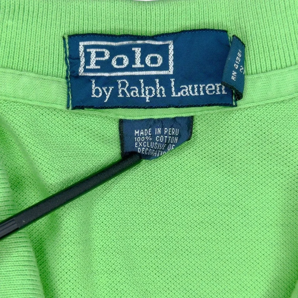 Polo Ralph Lauren Men's L Green Short Sleeve Polo Shirt Pink Pony 100% Cotton‎